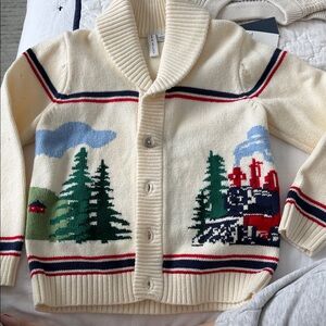 Janie and Jack Cream Sweater with Scenic Design